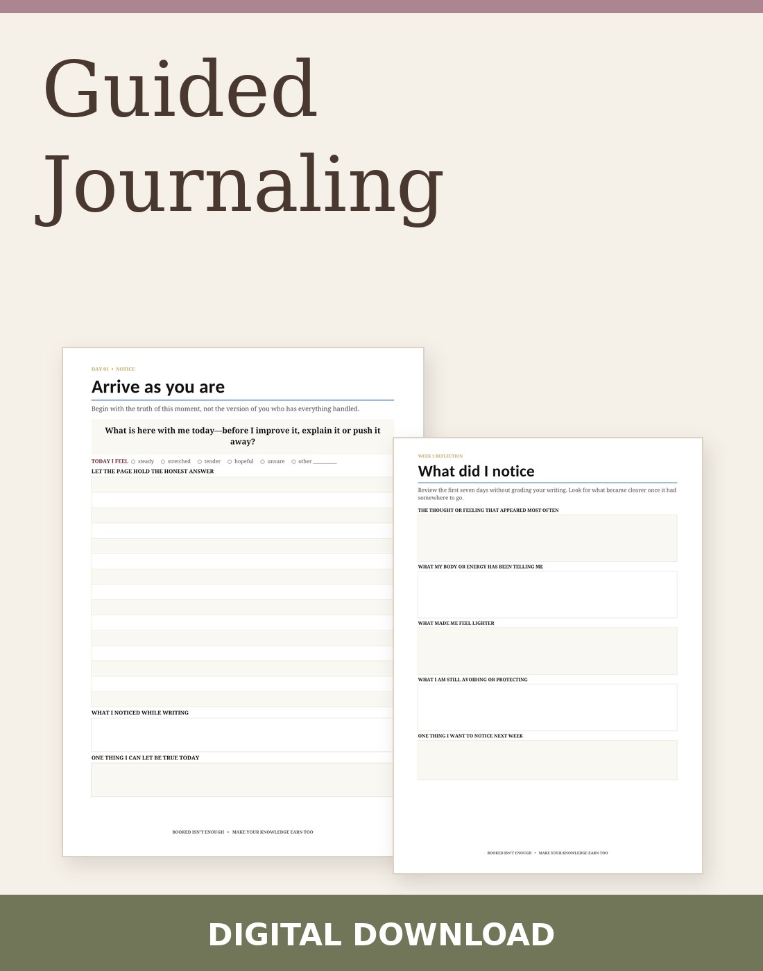 Guided Journaling digital download with two actual included page previews.